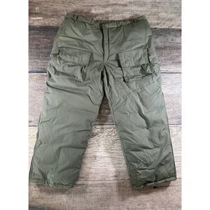 VTG Cabelas Hunting Pants Goose Down Fill Puffer Cargo Brown Mens Sz 3XL 80s 70s